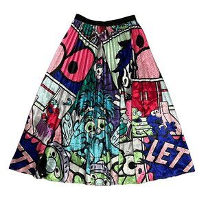 Sesame Street Women's Pleated Maxi Skirt Size L/XL Graphic Elmo Oscar Retro